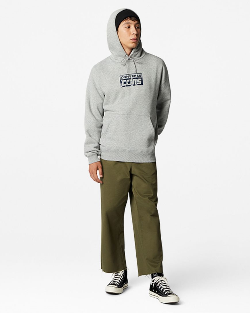 Mikiny S Kapucňou Converse CONS Fleece Pullover Panske Siva | SK ZEROQ5